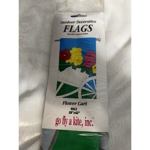 Vintage‎ Outdoor Flag. go Fly A Kite, Inc. 28x42. Never Used. Flower Cart.